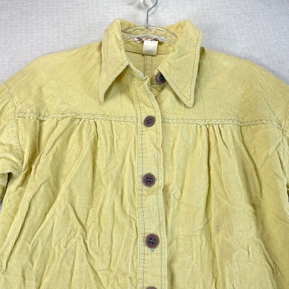 Vintage PECK & PECK Womens M* Yellow Corduroy Dagger Collar Button Down Shirt - Picture 2 of 11
